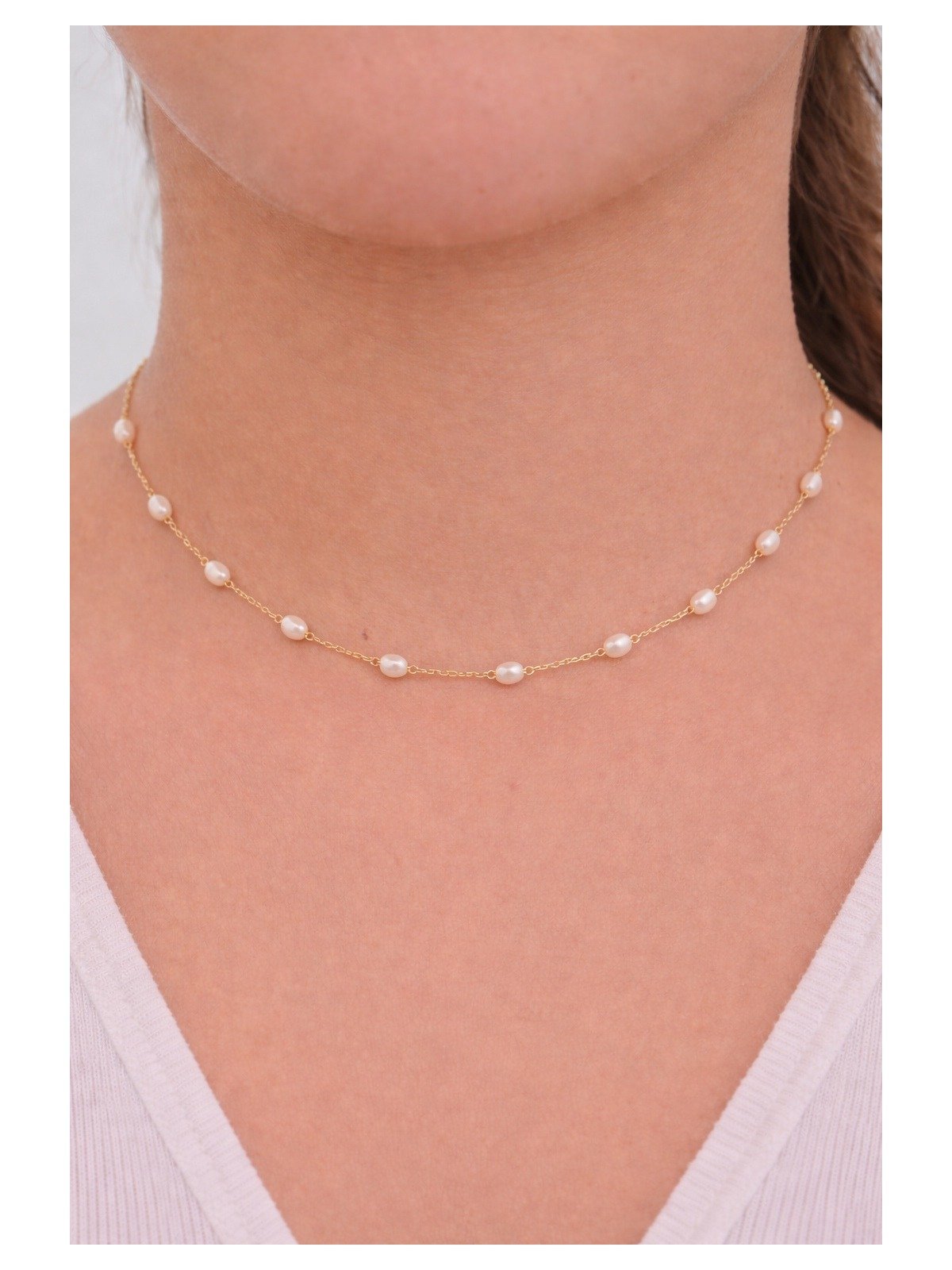 Gargantilha Perolas oval Banhada a Ouro 18k Dourado 2