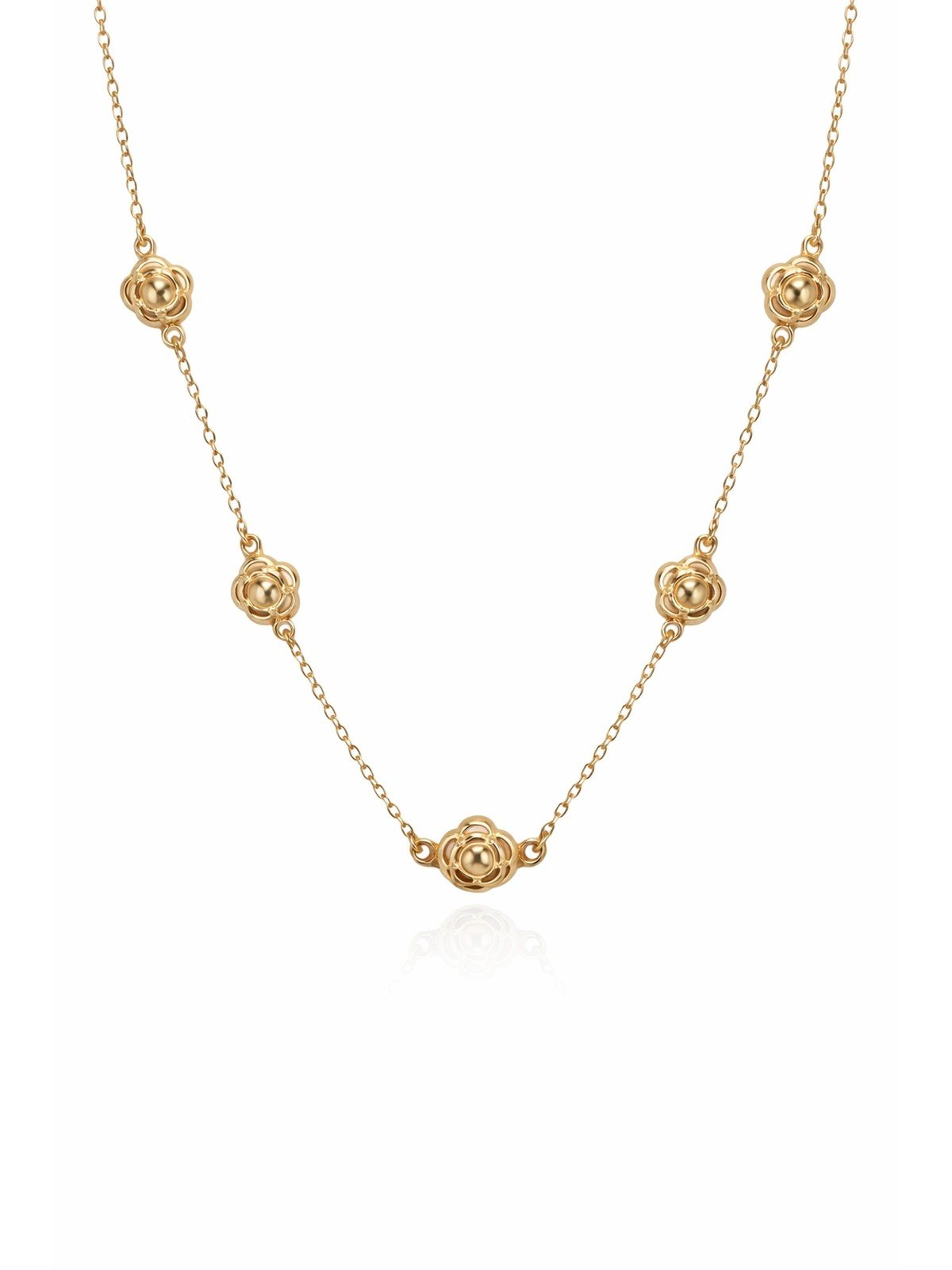 Choker com Flores Lisas Banhada a Ouro 18k