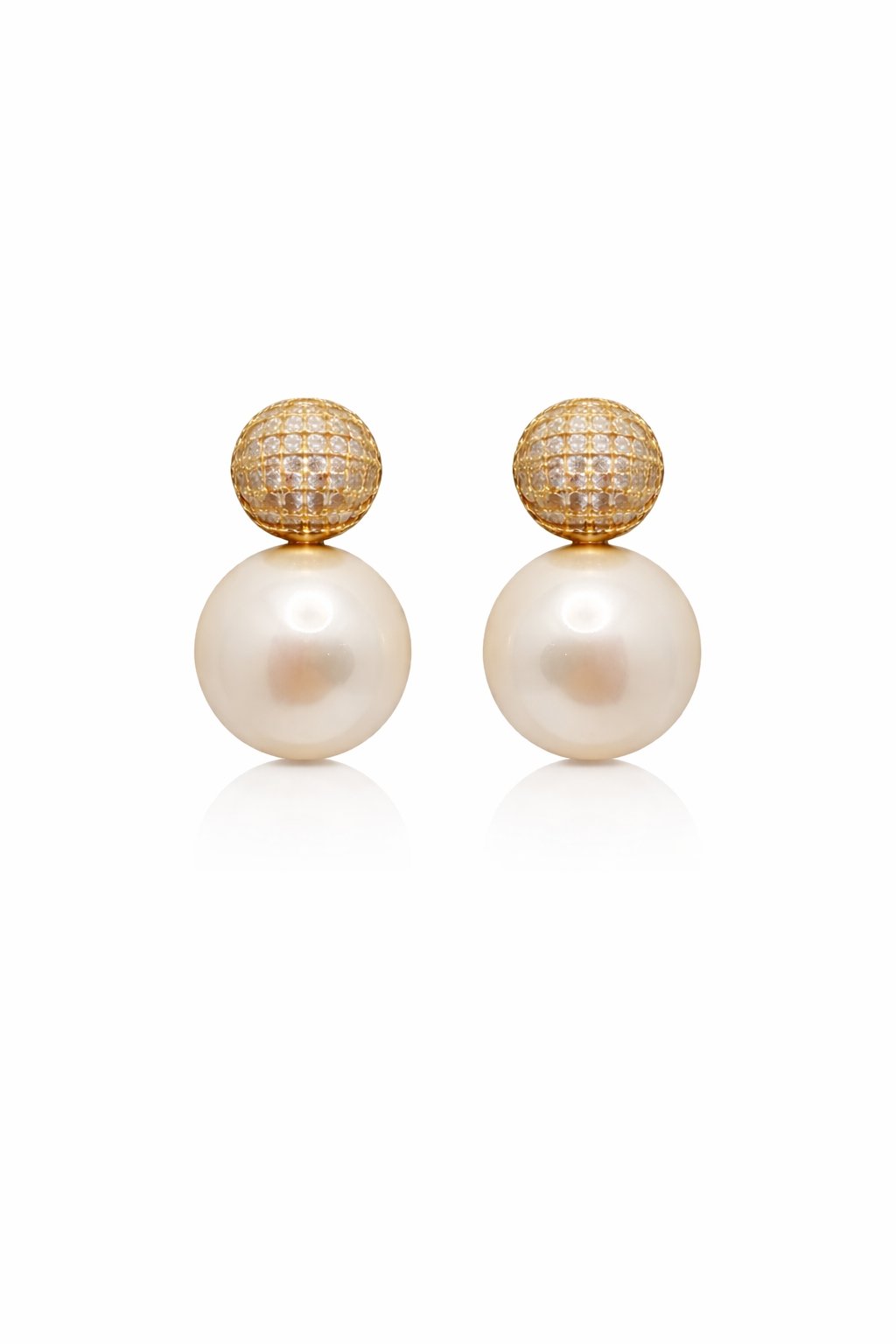 Brinco Perola com Zirconias Banhado a Ouro 18k