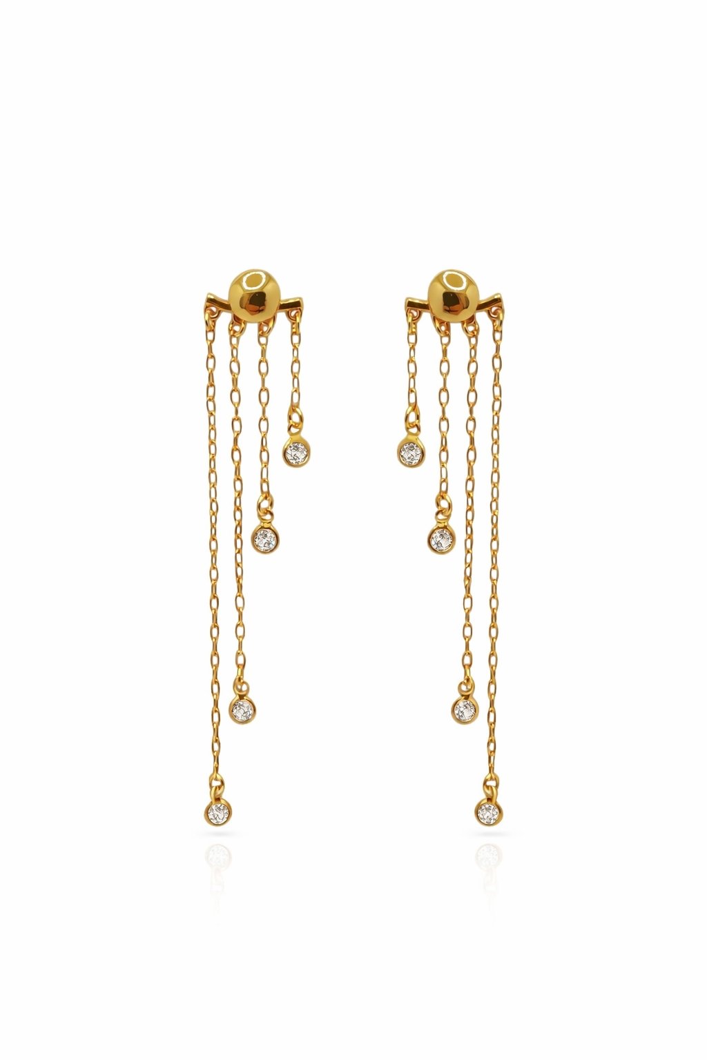 Brinco Franja e Zircônias Banhado a Ouro 18k