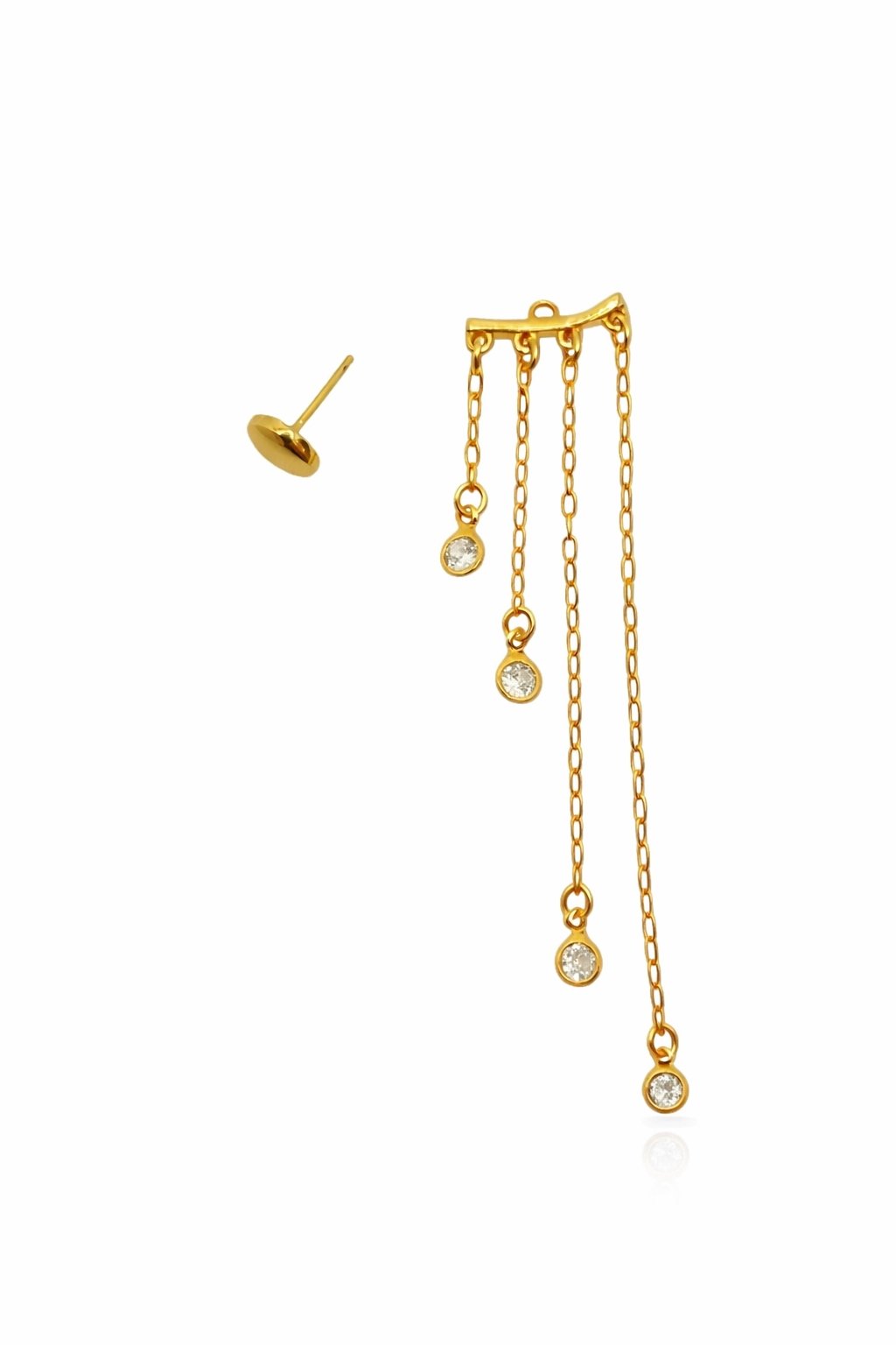 Brinco Franja e Zircônias Banhado a Ouro 18k Dourado 2