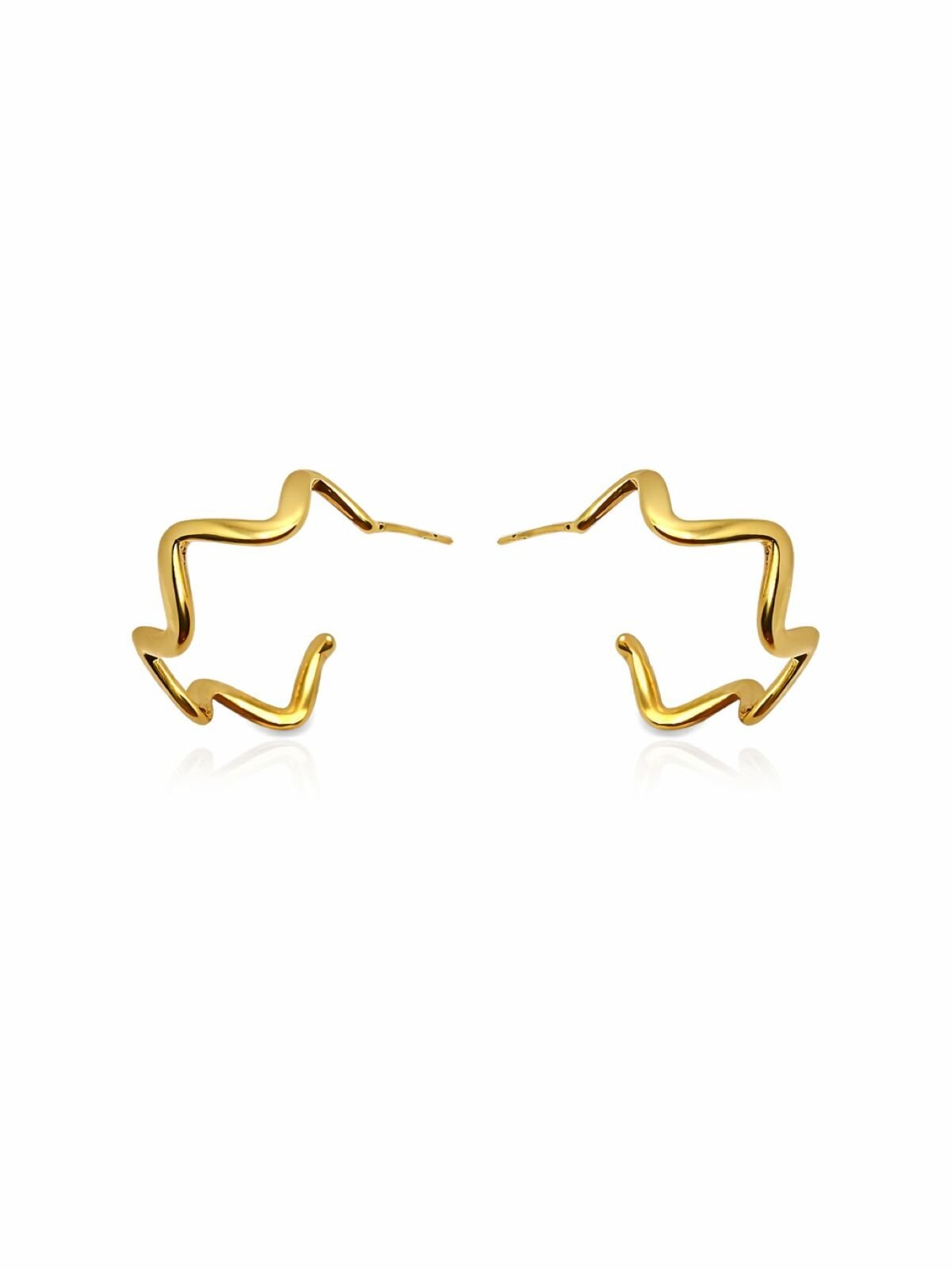 Brinco Argola Ondas Banhado a Ouro 18k Dourado 2