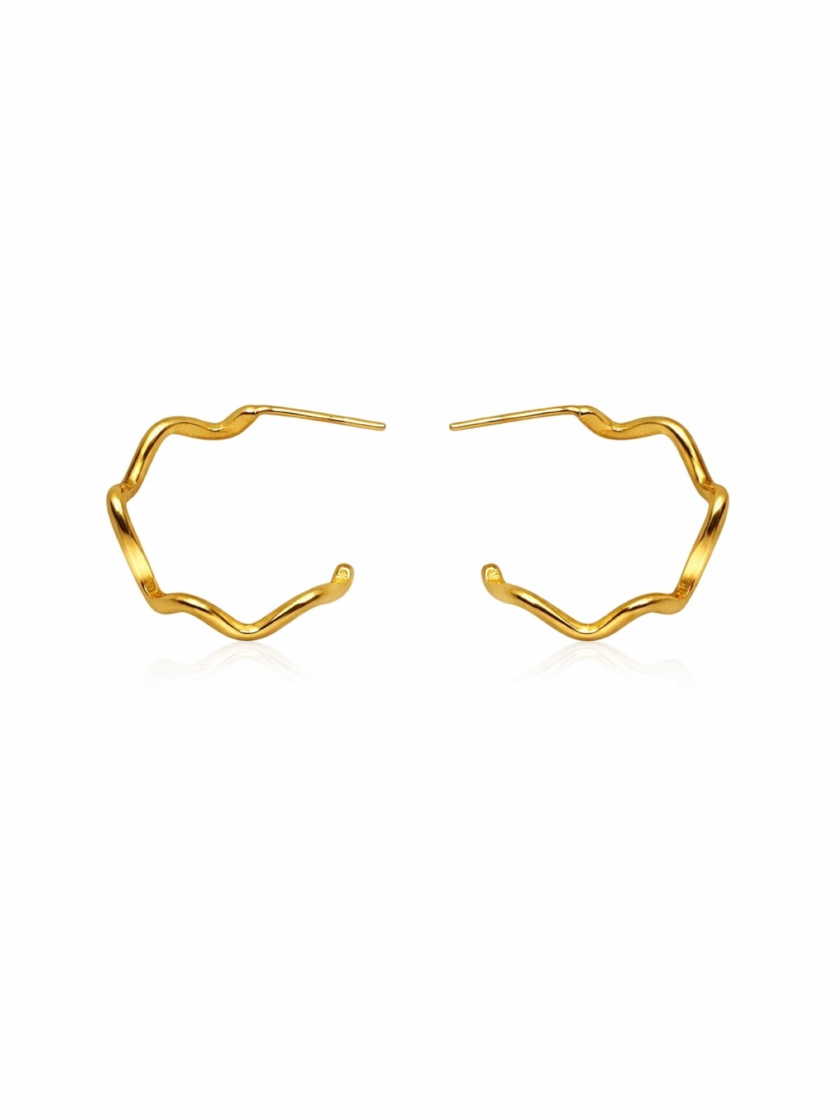 Brinco Argola Ondas Banhado a Ouro 18k Dourado 3