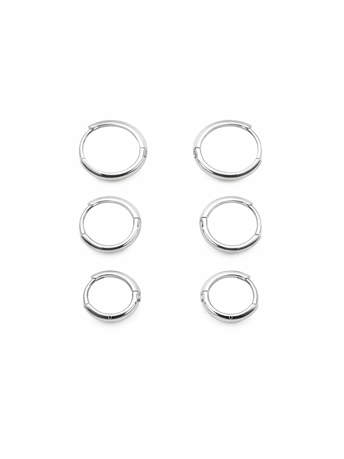 Brinco Trio Argolas Lisas Banhado a Prata