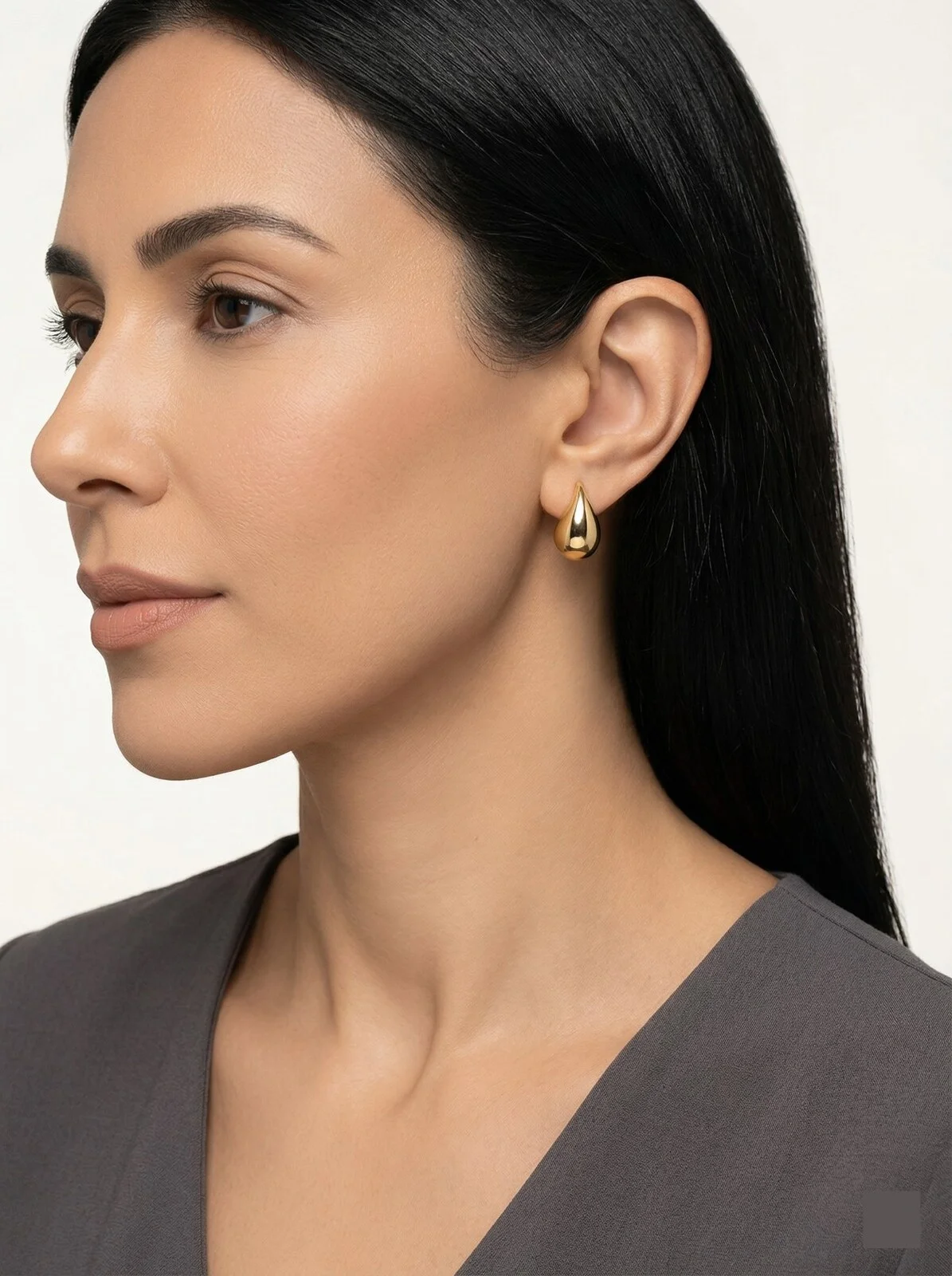 Brinco Gota Banhado a Ouro 18k Dourado 2