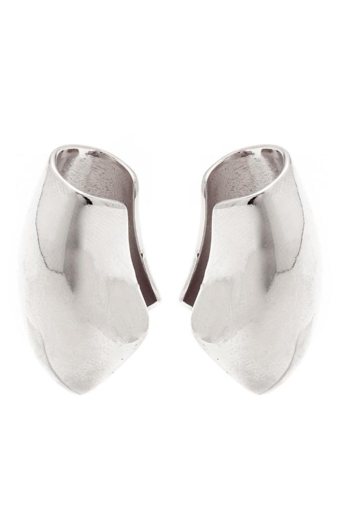 Brinco Duplo Gladiador Liso com Banho em Ródio Branco Prata 1