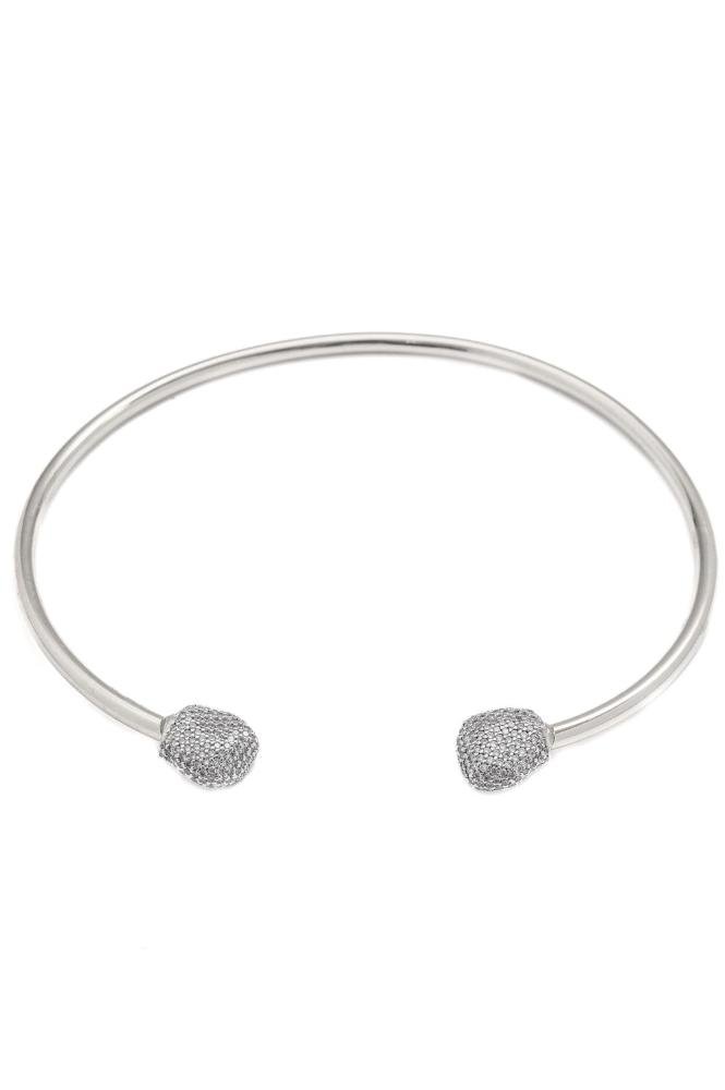 Gargantilha Detalhe Organic Cravejado com Banho em Ródio Branco Prata 1