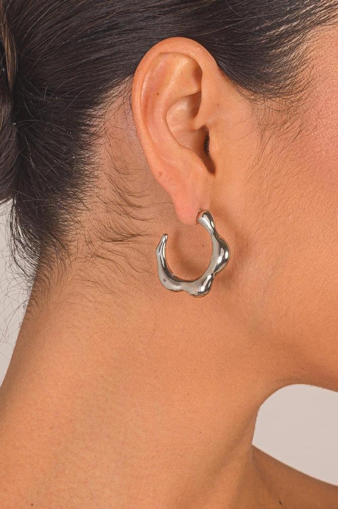 Argola Desenhos com Banho em Ródio Branco Prata 2