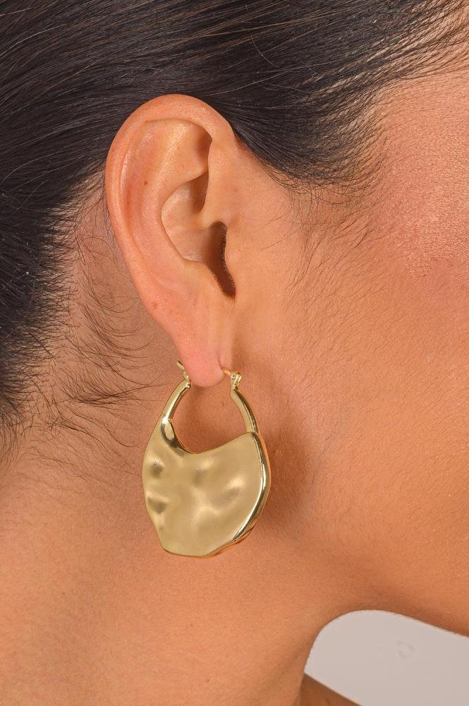 Argola Orgânica com Banho em Ouro 18k Dourado 2