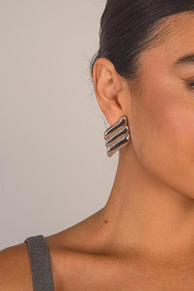 Brinco Gomas com Banho em Ródio Branco Prata 2