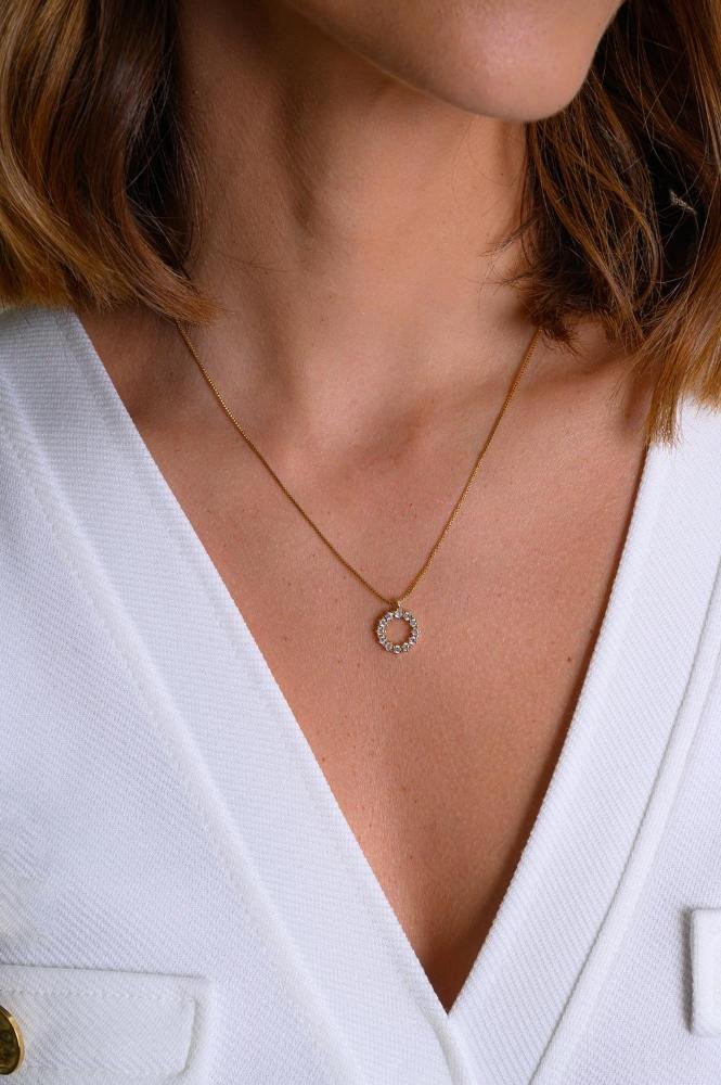 Colar Redondo Cravejado com Banho em Ouro 18k Dourado 2