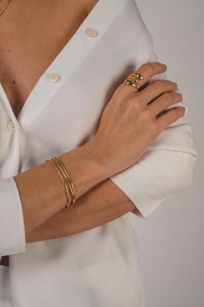 Anel Triplo Organic com Banho em Ouro 18k Dourado 3