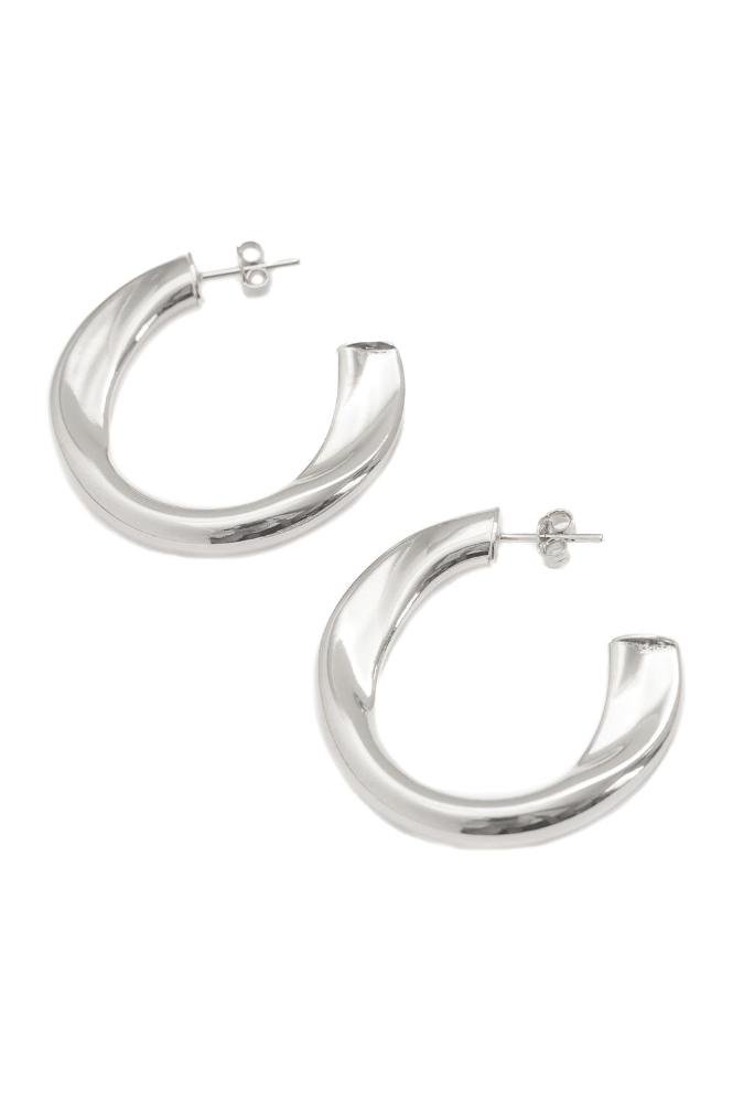 Argola Achatada Lisa com Banho em Ródio Branco Prata 1