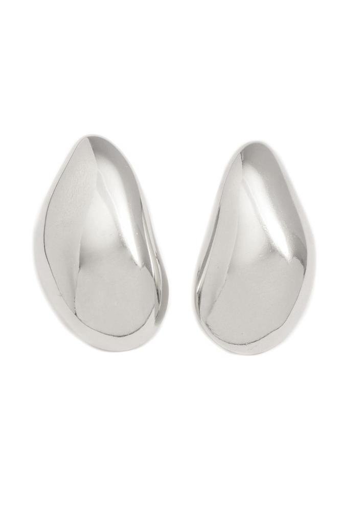 Brinco Grande Liso com Banho em Ródio Branco Prata 1