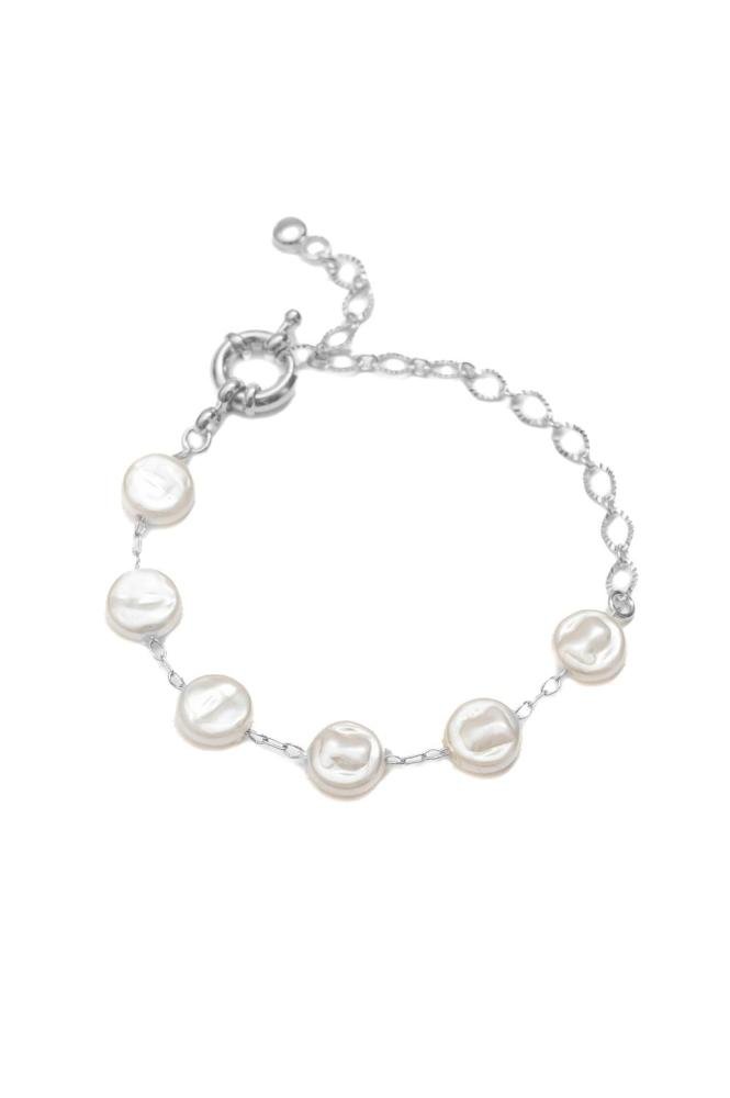 Pulseira Peróla Shell com Banho em Ródio Branco Branco 1