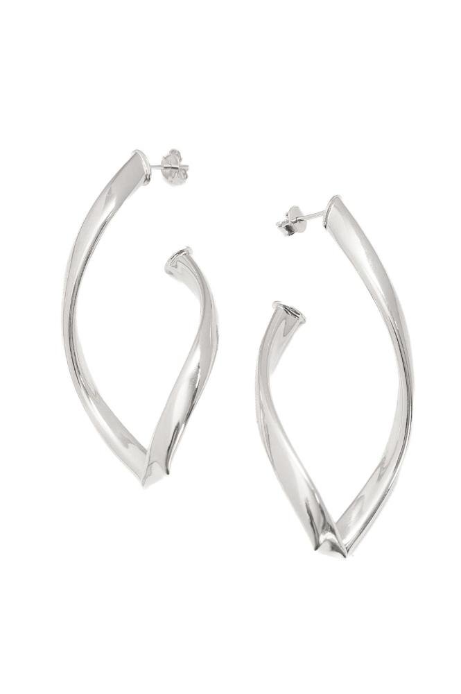 Brinco Tubo Amarrado com Banho em Ródio Branco Prata 1