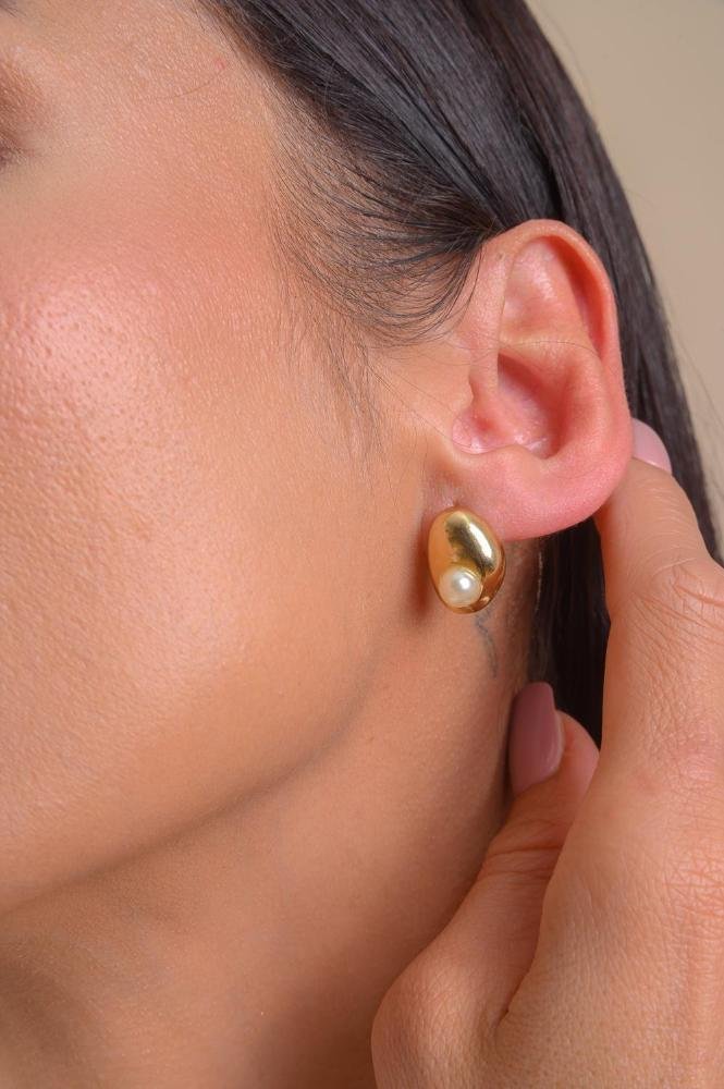 Brinco Bold Pérola com Banho em Ouro 18k Dourado 2