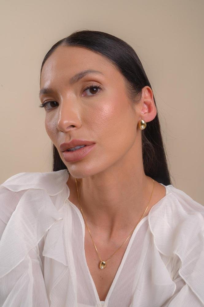 Brinco Bold Pérola com Banho em Ouro 18k Dourado 3