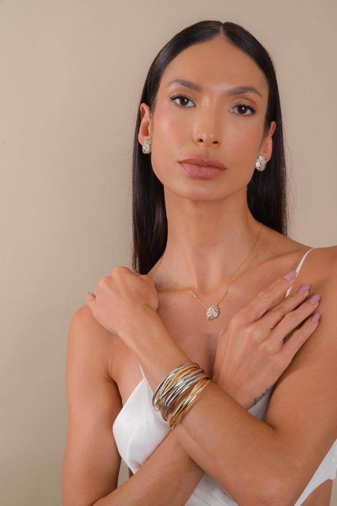 Colar Memórias om Banho em Ouro 18k | Canetiado em Ródio Branco Dourado 4