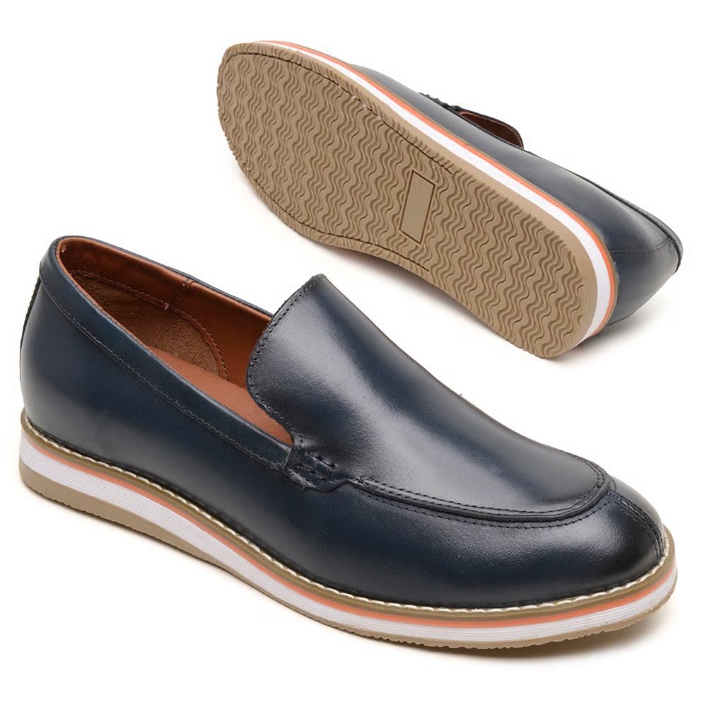 Sapato Social Masculino Esporte Fino Viena Elegante Macio Fg Azul Marinho 2