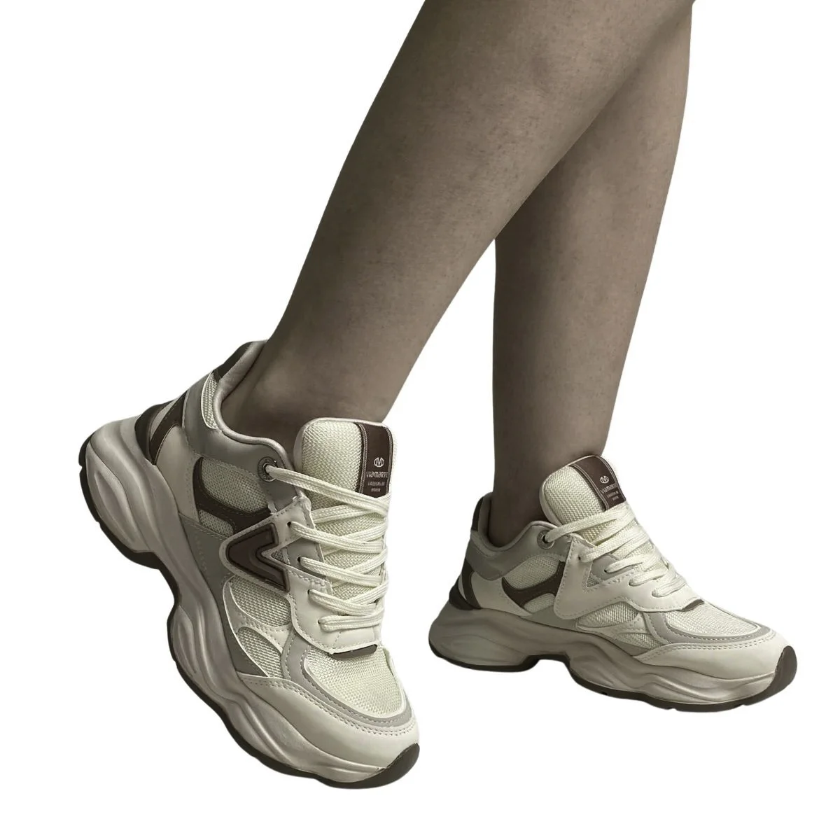 Tênis Casual Via Marte Feminino 158023 Creme Bege/Marrom 2