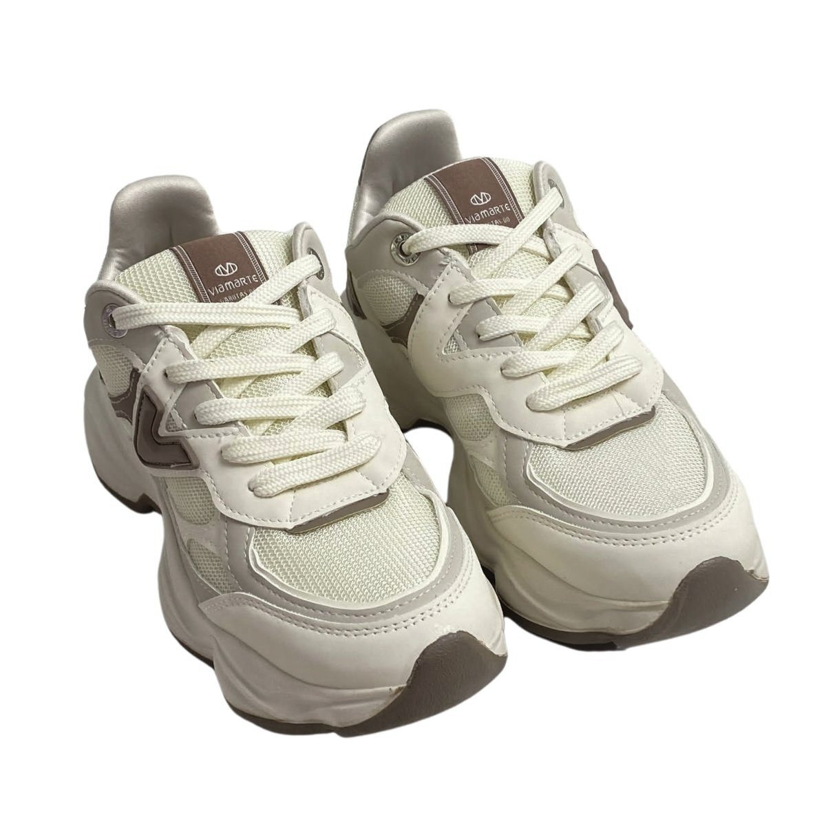Tênis Casual Via Marte Feminino 158023 Creme Bege/Marrom 4