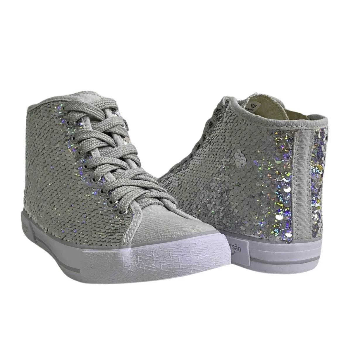 Tênis Infantil Diversão Menina Cano Alto DI2448 Prata Prata 5