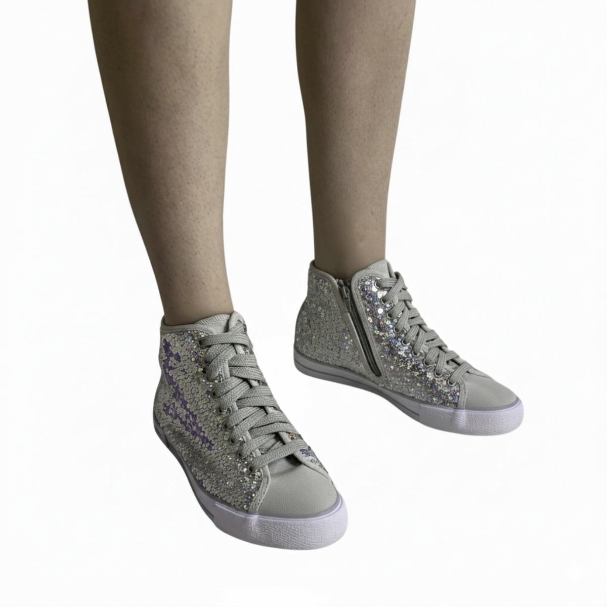 Tênis Infantil Diversão Menina Cano Alto DI2448 Prata Prata 2