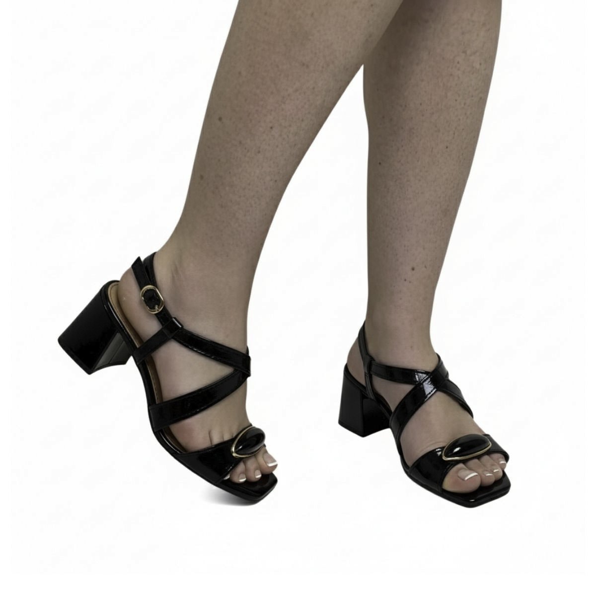 Sandália Casual Dakota Salto Bloco Feminina Y9753 Preto Preto 2