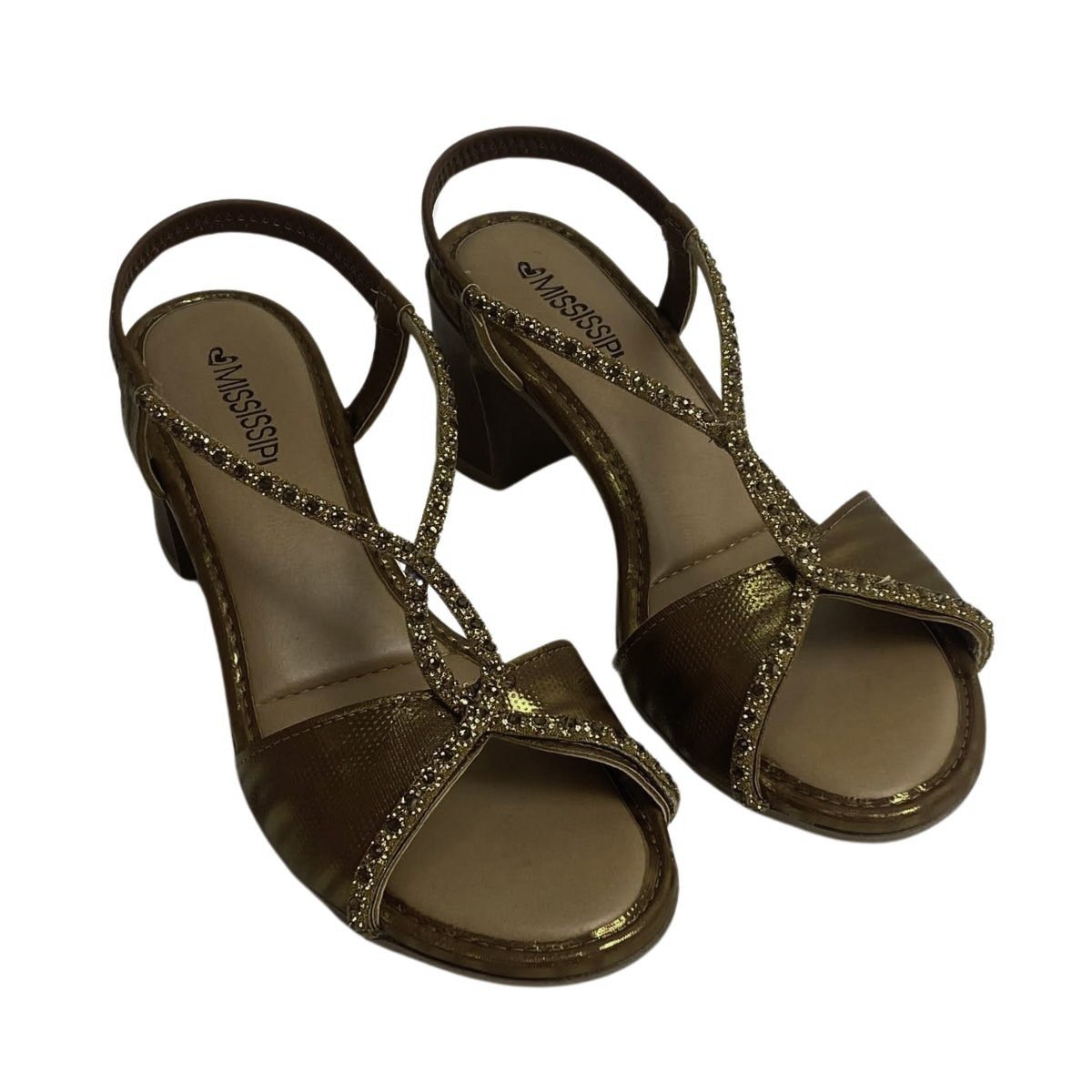 Sandália Casual Mississipi Salto Bloco Feminina MF752 Bronze Bronze 4