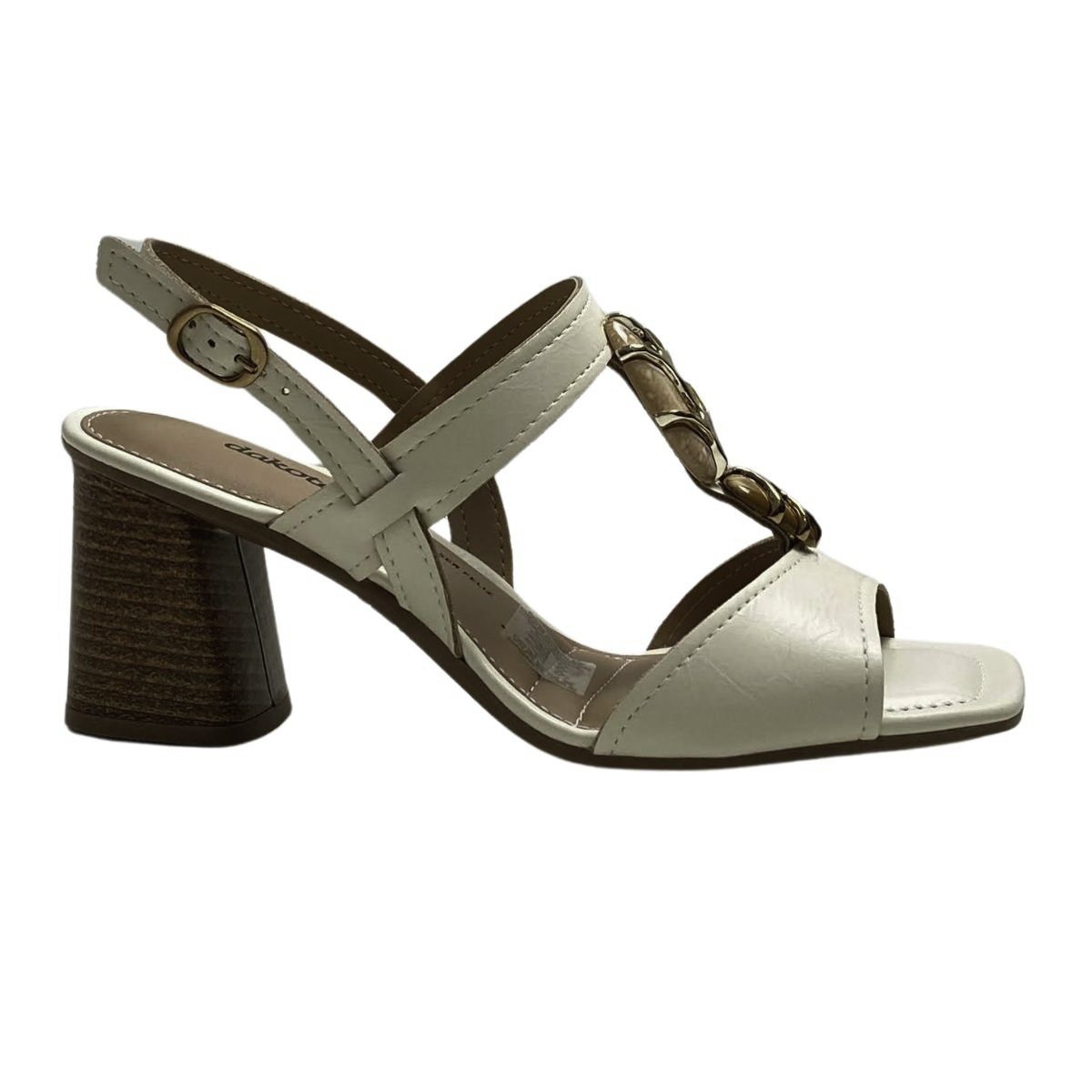 Sandália Casual Dakota Salto Bloco Feminina Y9762 Creme