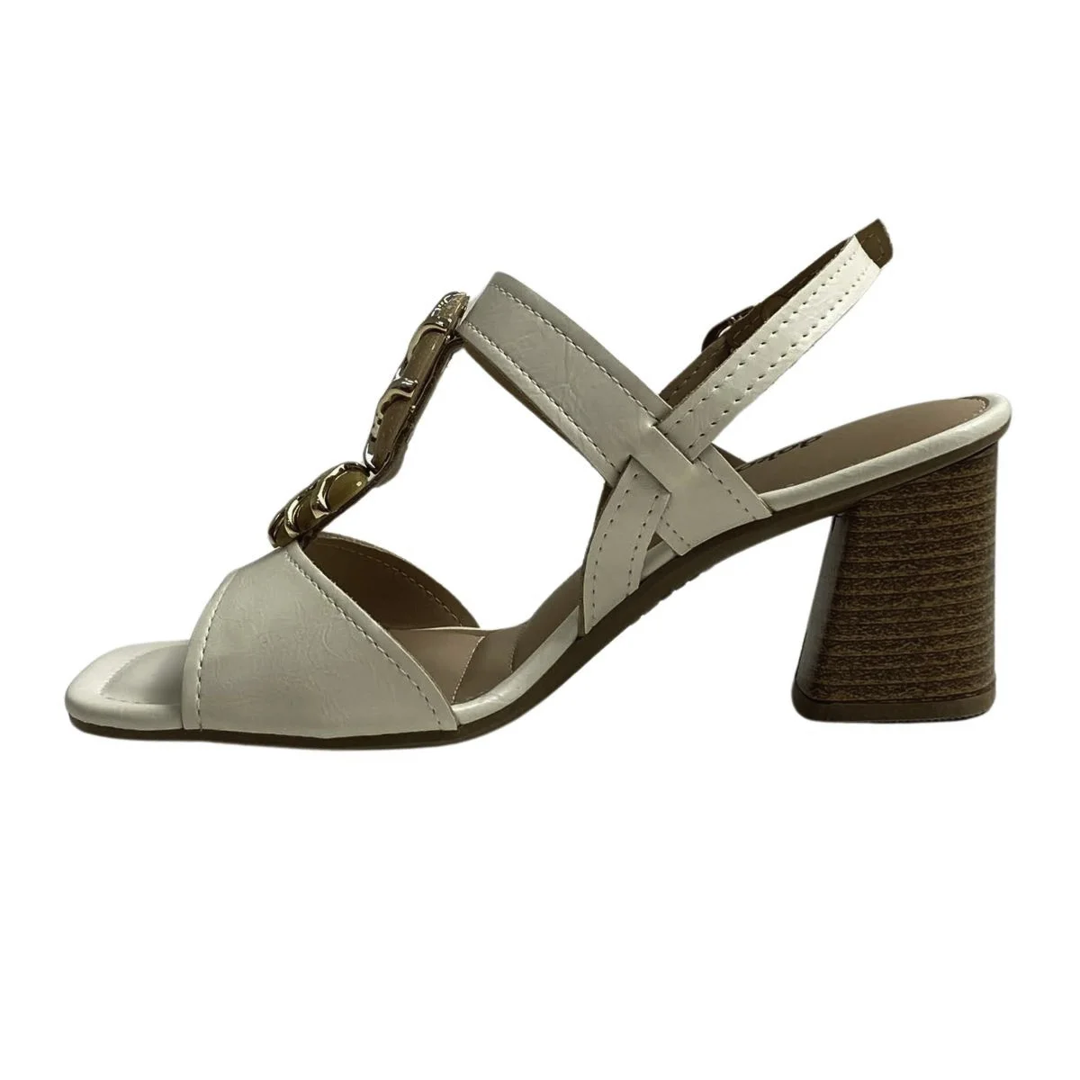 Sandália Casual Dakota Salto Bloco Feminina Y9762 Creme Branco 3