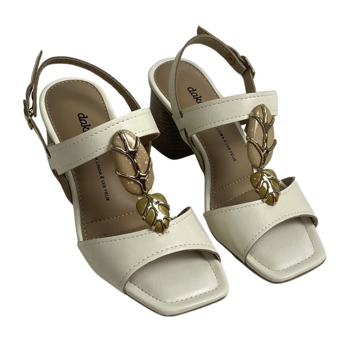Sandália Casual Dakota Salto Bloco Feminina Y9762 Creme Branco 4