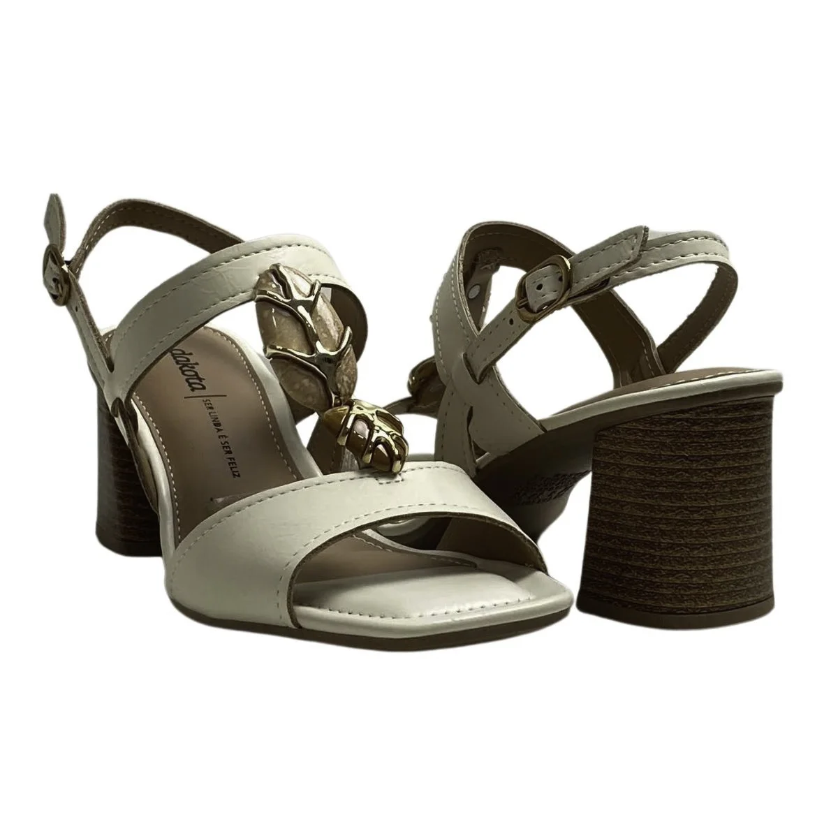 Sandália Casual Dakota Salto Bloco Feminina Y9762 Creme Branco 5