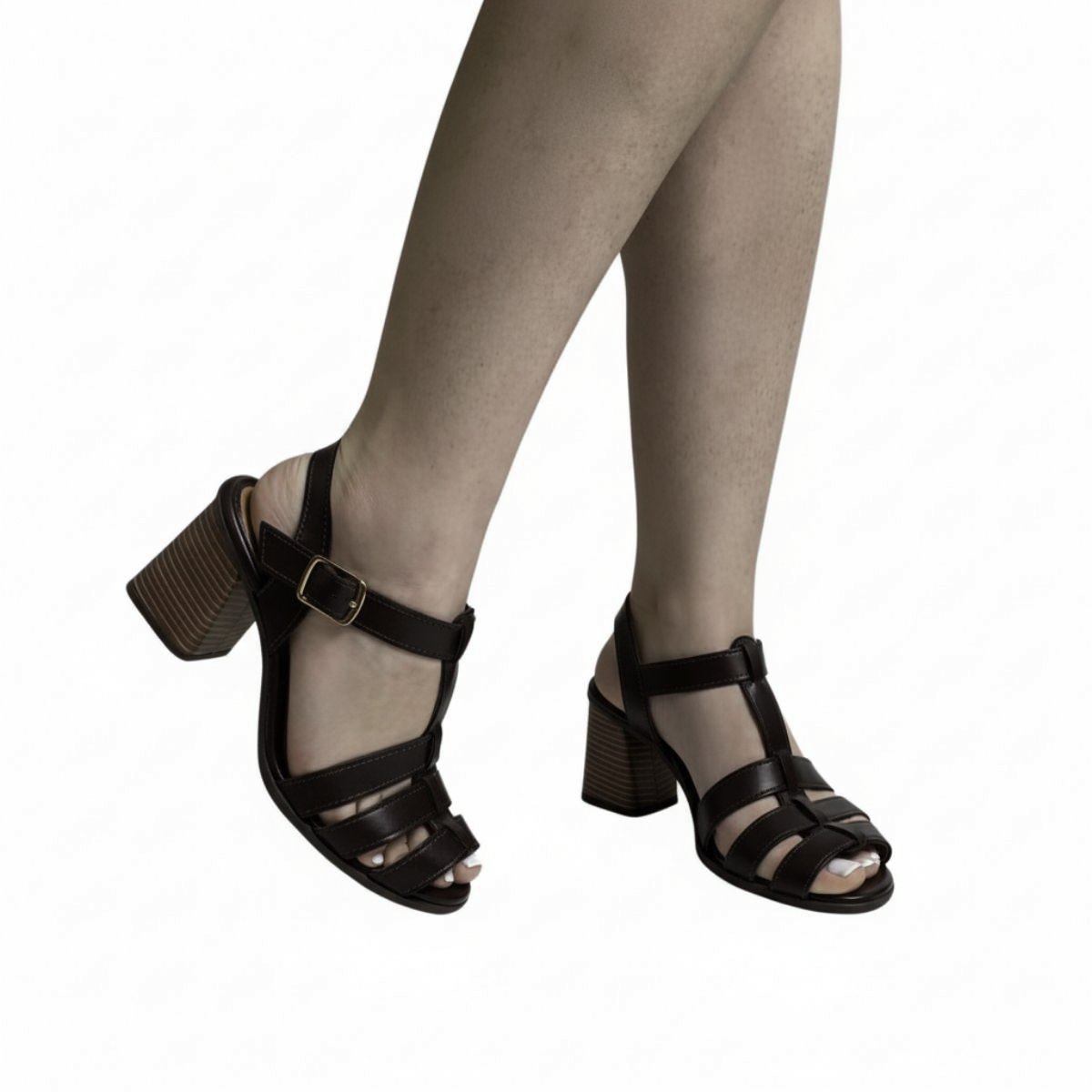 Sandália Casual Mississipi Salto Bloco Feminina MF242 Marrom Marrom 2