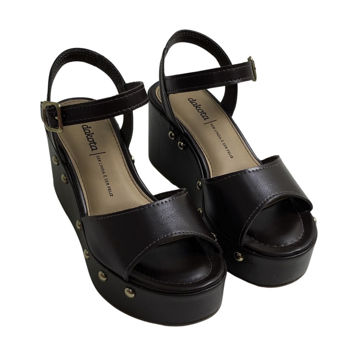 Sandália Casual Dakota Anabela Feminina Y9542 Marrom Preto 4