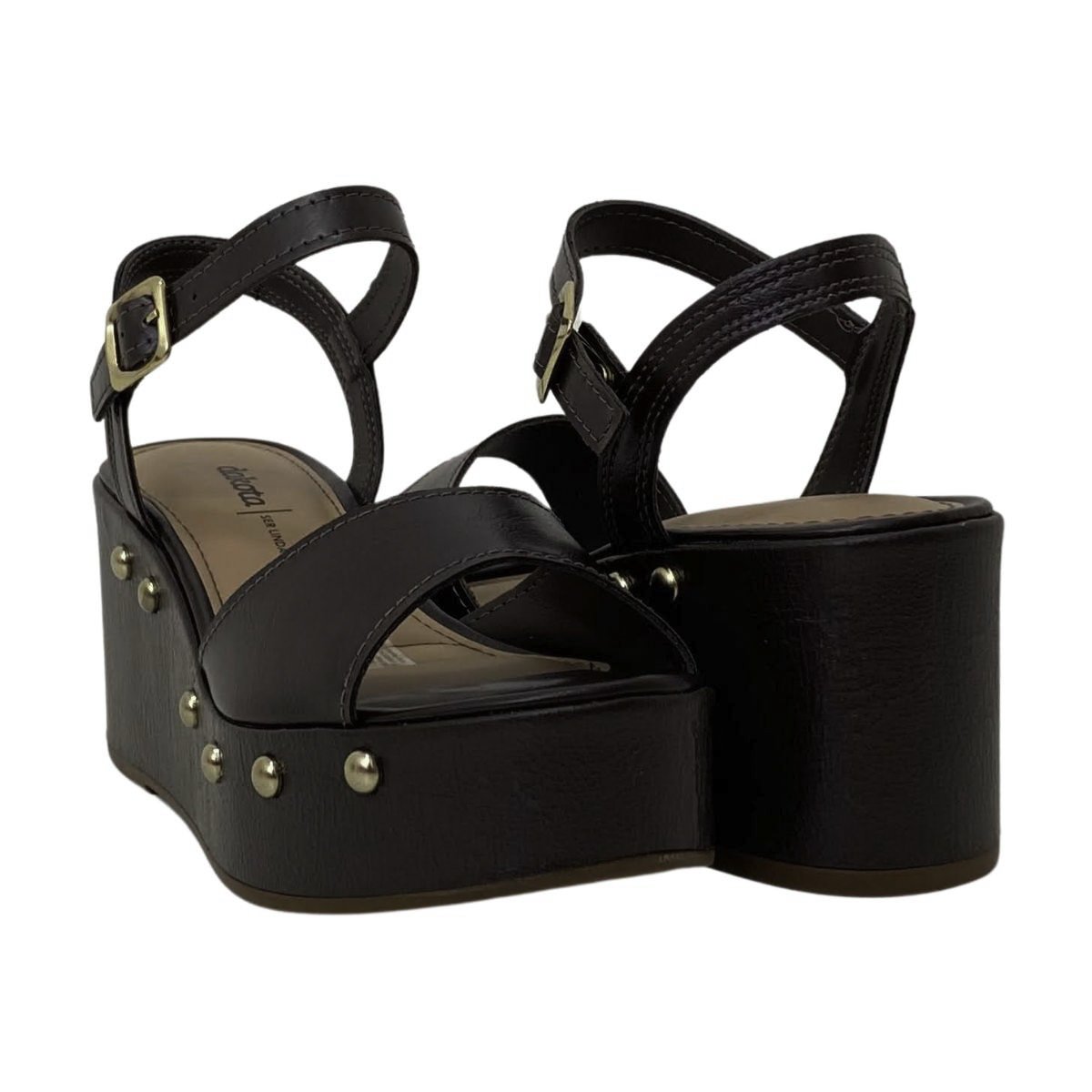 Sandália Casual Dakota Anabela Feminina Y9542 Marrom Preto 5