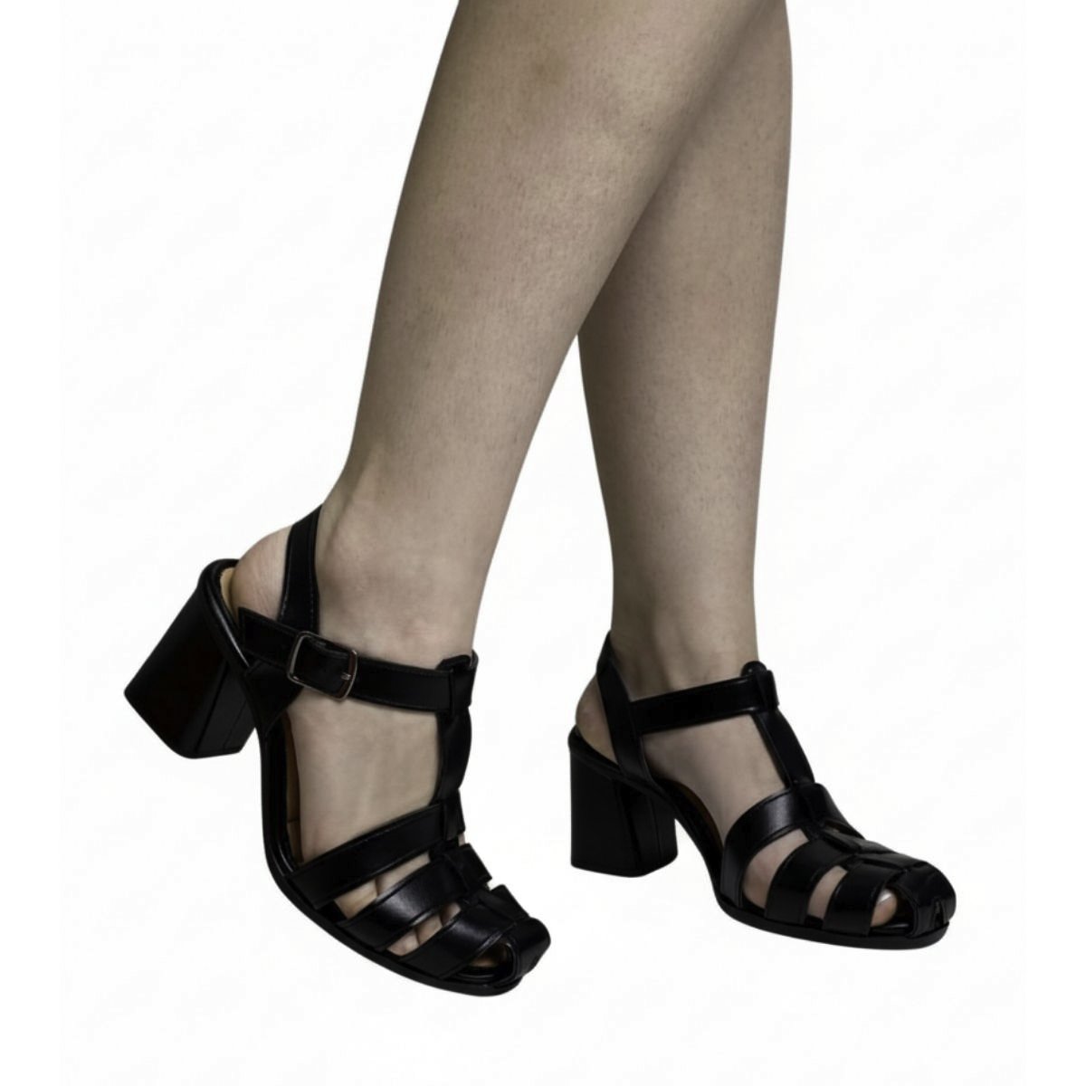 Sandália Casual Mississipi Salto Bloco Feminina MF242 Preto Preto 2