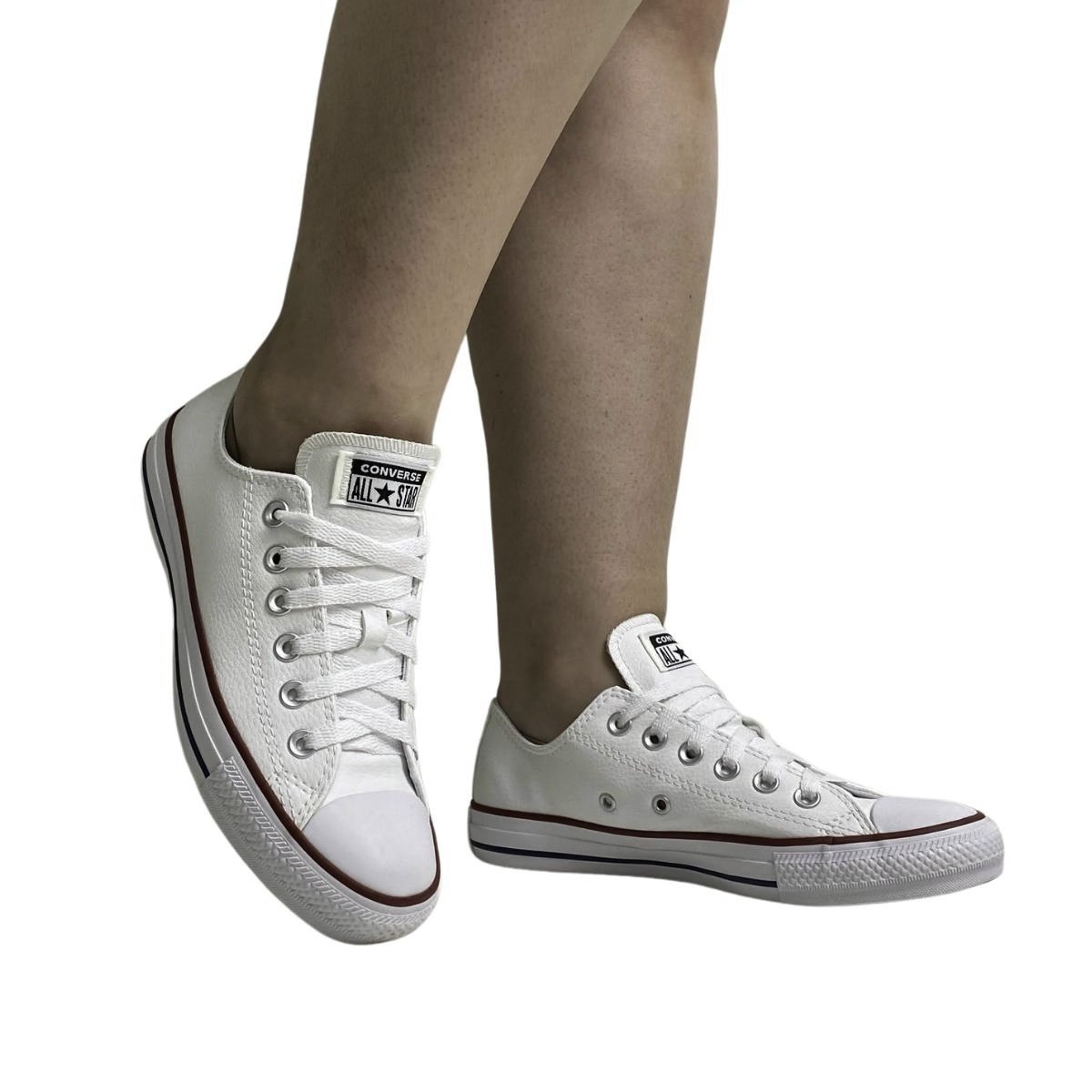 All Star Tênis Masculino Couro CT04500001 Branco Branco/Vermelho 3