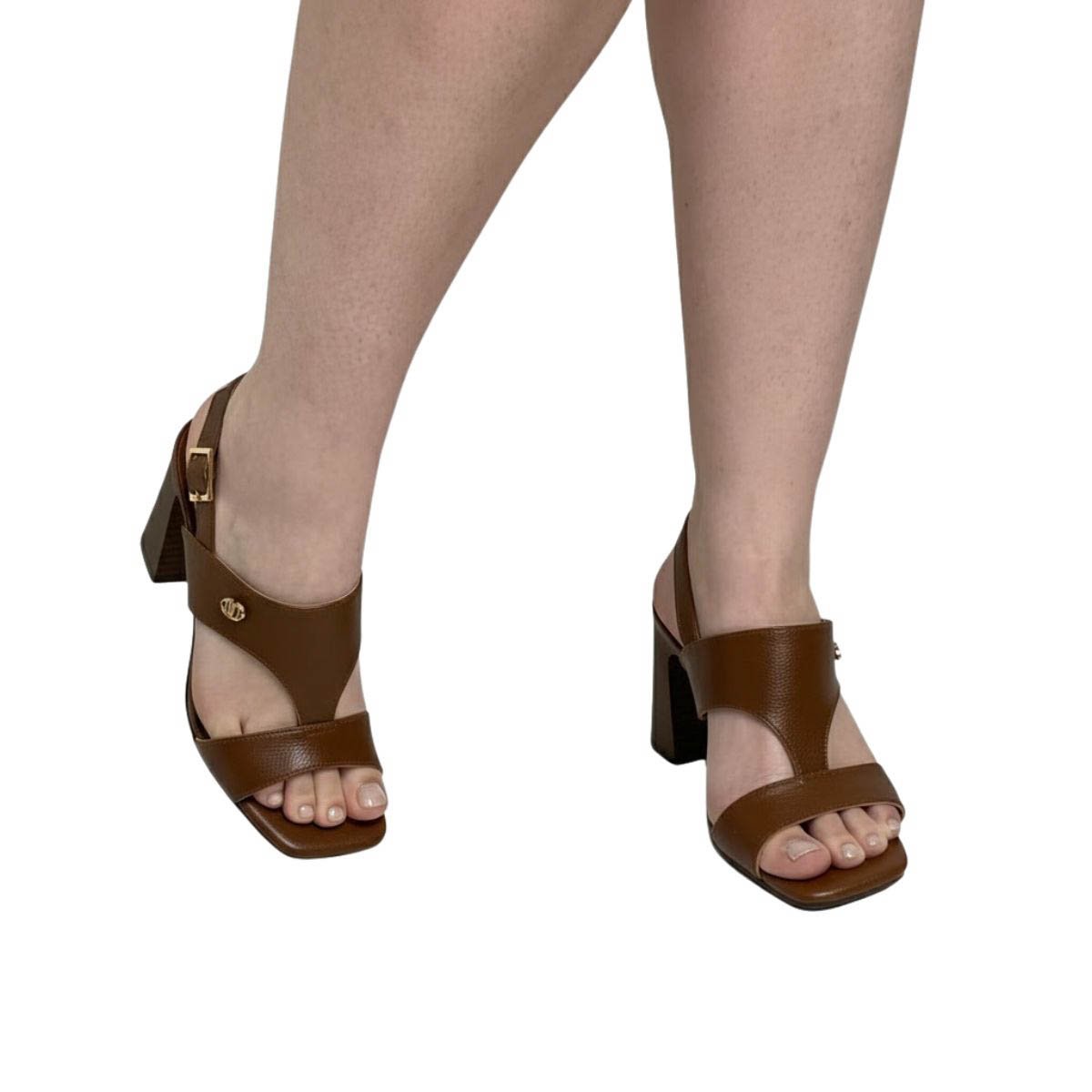 Sandália Casual Via Marte Salto Bloco Feminina 319005 Marrom Marrom 2