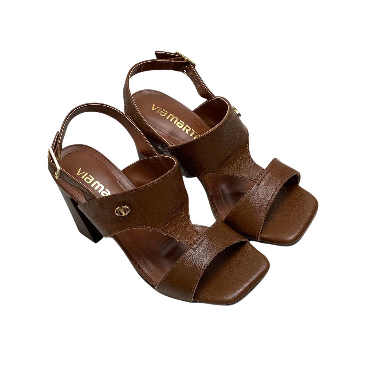 Sandália Casual Via Marte Salto Bloco Feminina 319005 Marrom Marrom 4