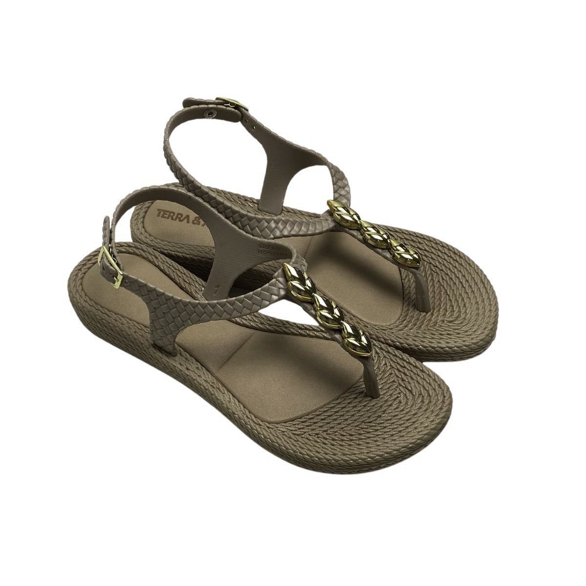 Sandália Terra e Água Feminina 211404 Bege Bege/Dourado 4