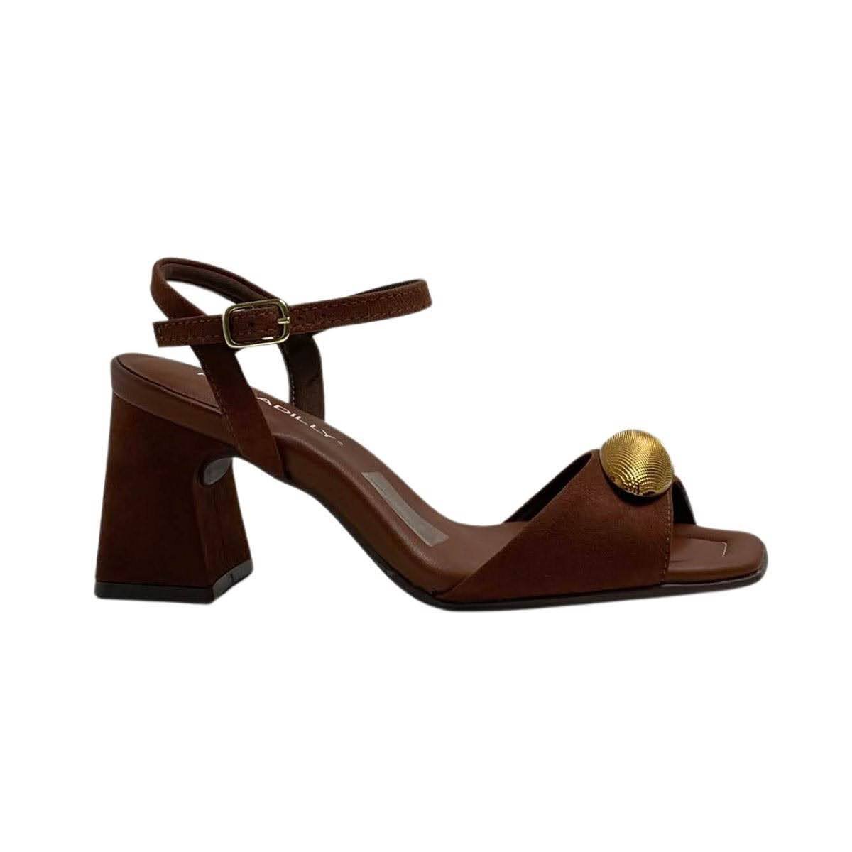 Sandália Piccadilly Salto Bloco Feminina 626053 Marrom