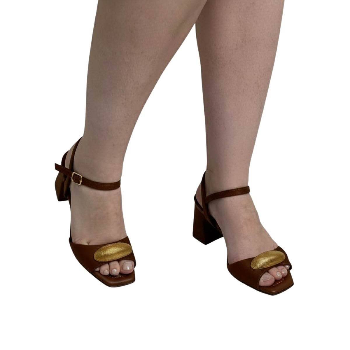 Sandália Piccadilly Salto Bloco Feminina 626053 Marrom Marrom 2