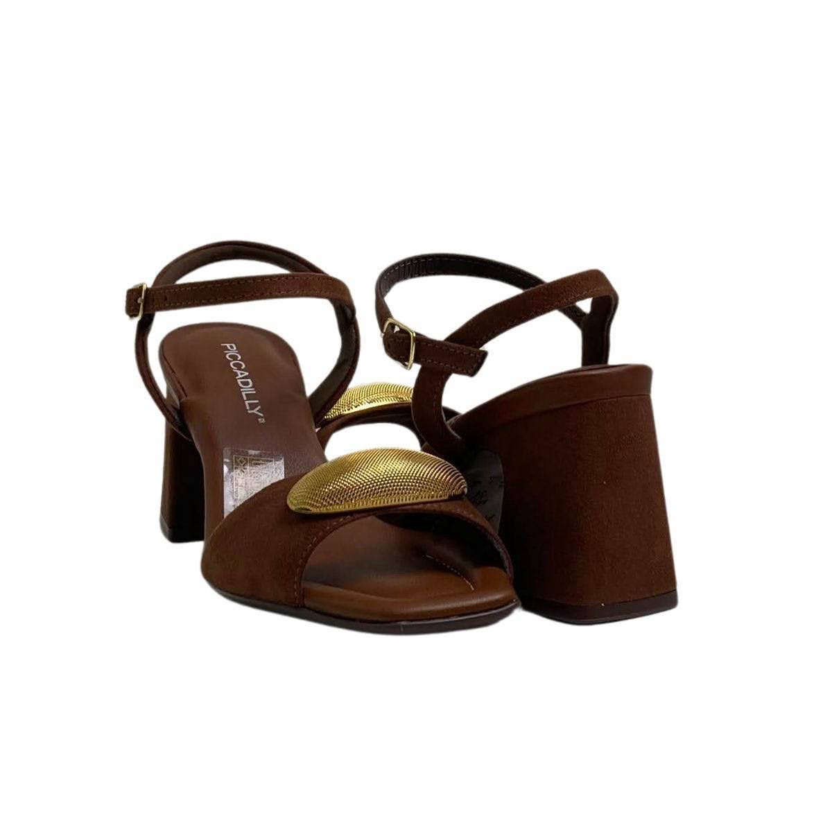 Sandália Piccadilly Salto Bloco Feminina 626053 Marrom Marrom 5