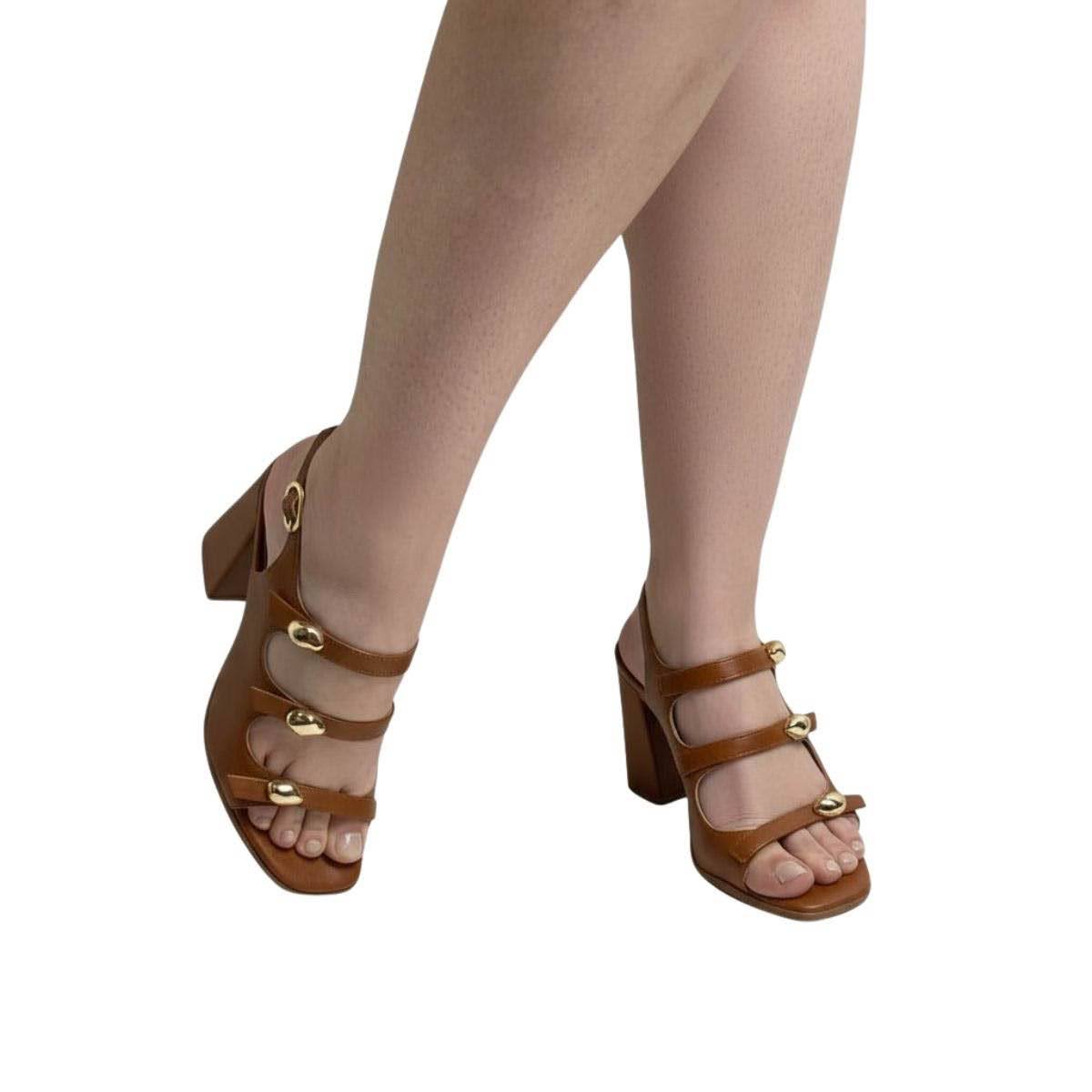 Sandália Ramarim Salto Bloco Feminina 2541205 Marrom Marrom 2