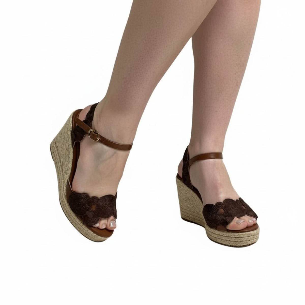 Sandália Anabela Valentina Feminina 502125 Marrom Escuro Marrom 2