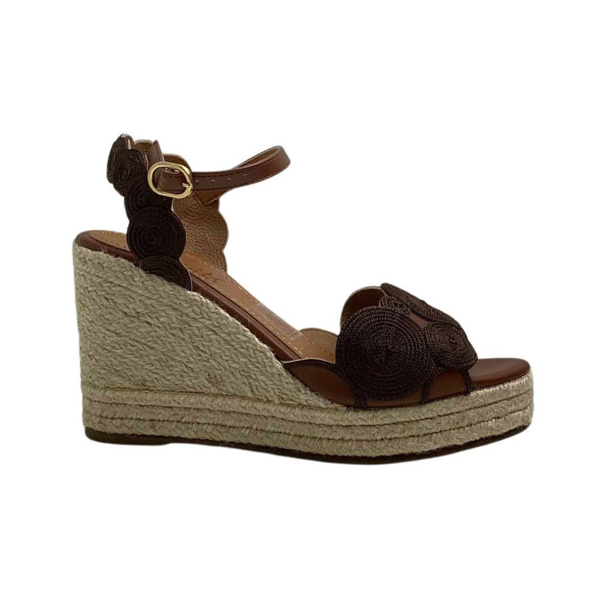 Sandália Anabela Valentina Feminina 502125 Marrom Escuro