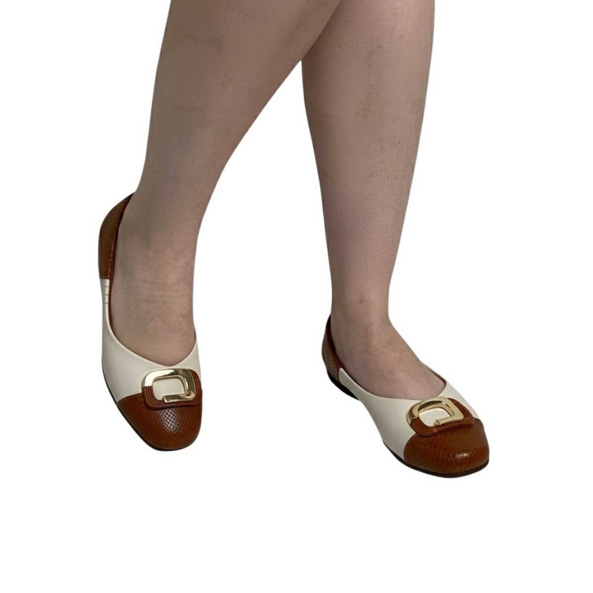 Sapatilha Piccadilly Feminina 250262 Marrom Marrom/Branco 2