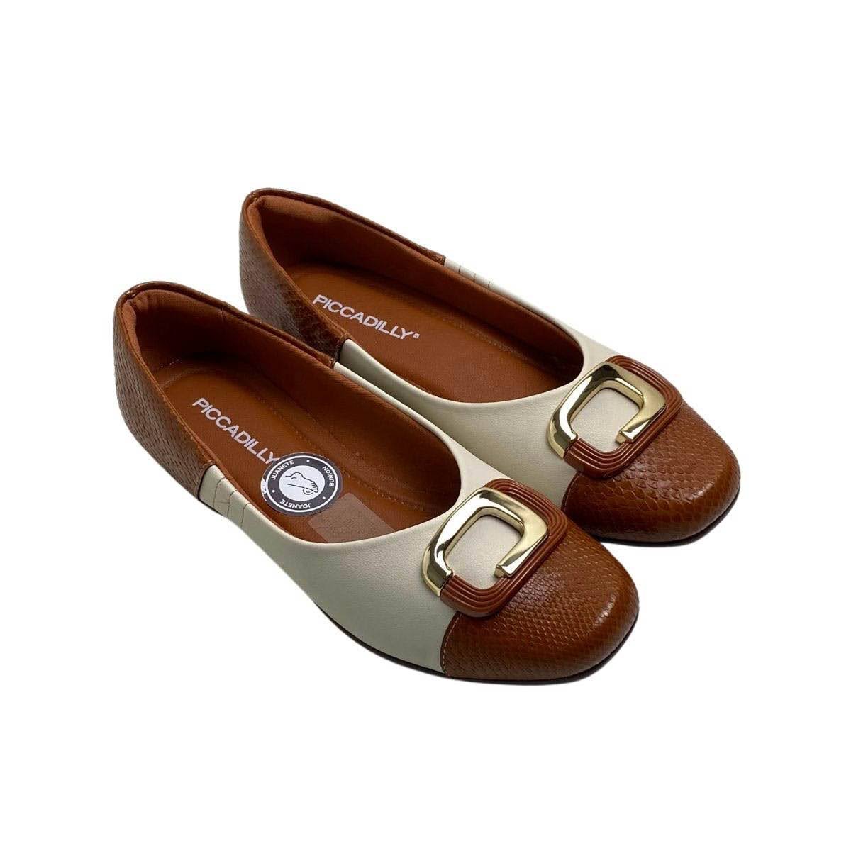 Sapatilha Piccadilly Feminina 250262 Marrom Marrom/Branco 4